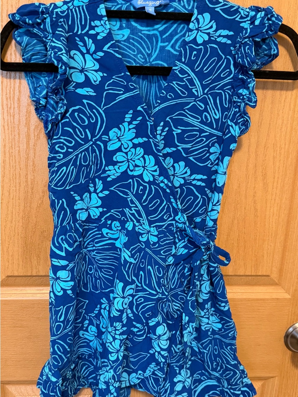 Blue Tropical Wrap Dress for Kids by Blueginger